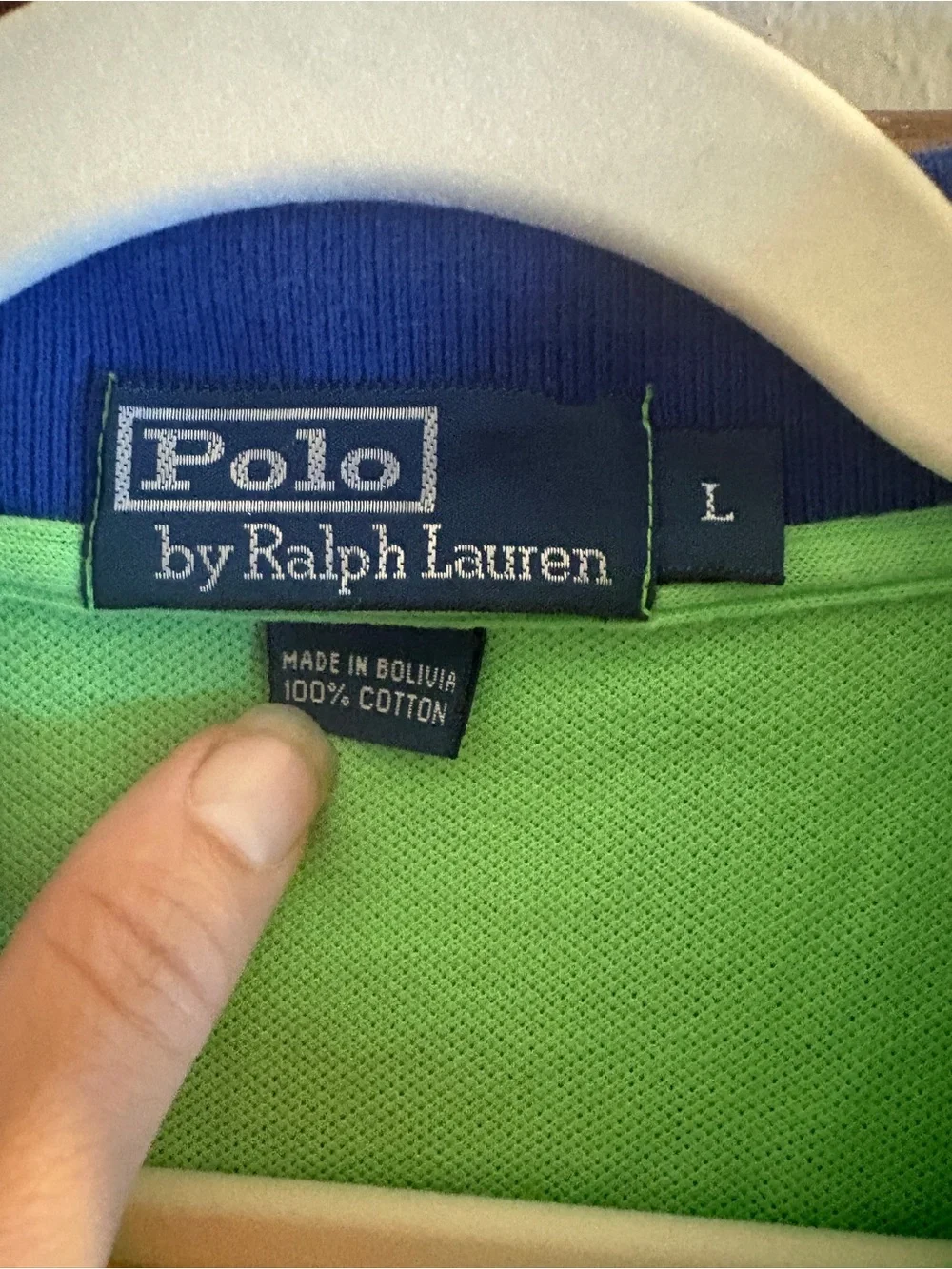 Polo Ralph Lauren Mens L Green Blue polo Short Sleeve Shirt Retro Vintage